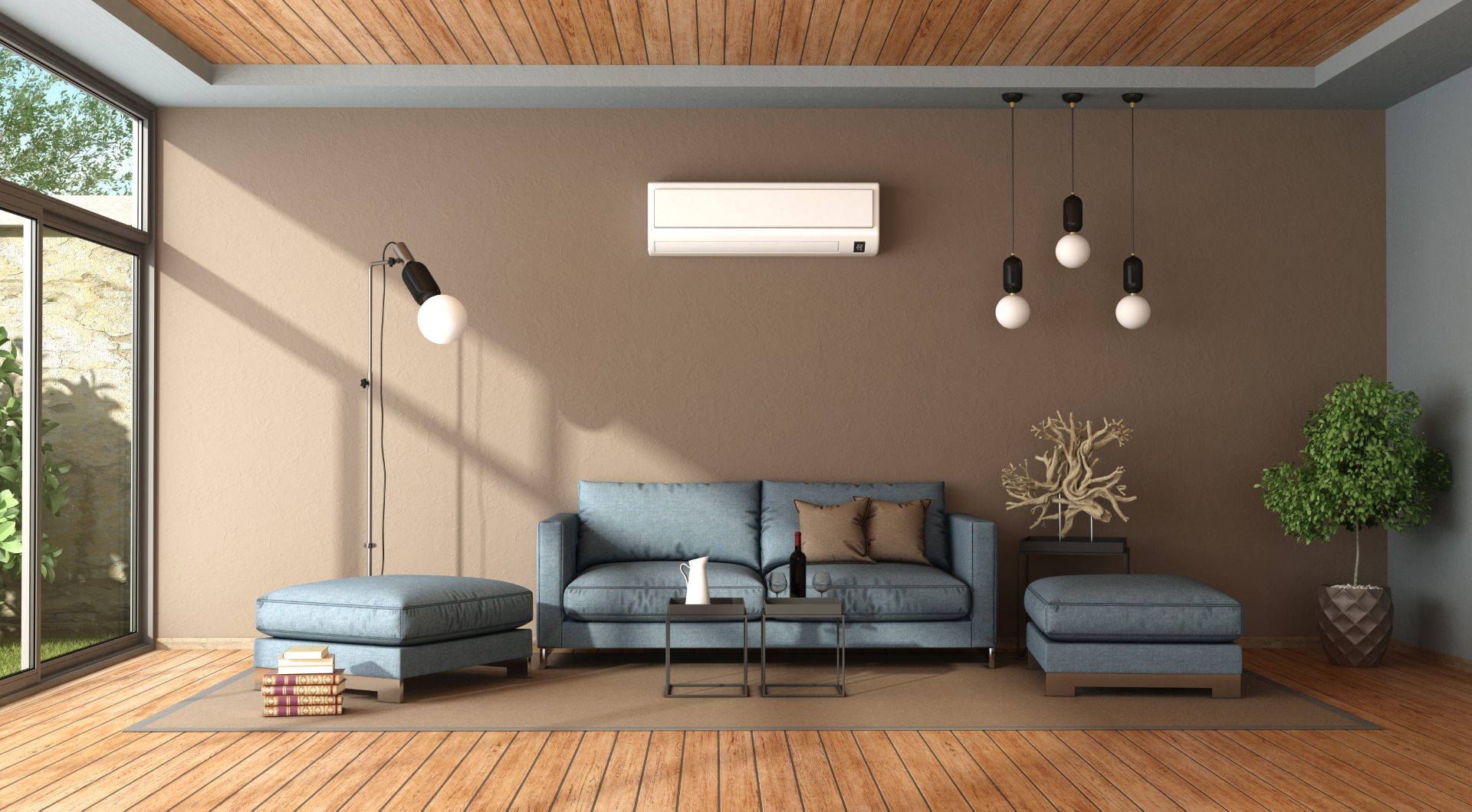 A modern Florida living room — the kind of comfortable, low-humidity home Accelerated Air helps clients achieve